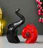 Resin Decorative Cute Couple Elephant Showpieces Animal Figurines(Set of 2, Black Red)| Elephant Statues Home Decor Items for Living Room Bedroom Hall Office| Home Decor Gifts for Birthday