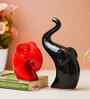 Resin Decorative Cute Couple Elephant Showpieces Animal Figurines(Set of 2, Black Red)| Elephant Statues Home Decor Items for Living Room Bedroom Hall Office| Home Decor Gifts for Birthday