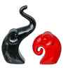 Resin Decorative Cute Couple Elephant Showpieces Animal Figurines(Set of 2, Black Red)| Elephant Statues Home Decor Items for Living Room Bedroom Hall Office| Home Decor Gifts for Birthday