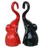 Resin Decorative Cute Couple Elephant Statues Animal Figurines(Set of 2, Black Red)| Elephant Showpieces Home Decor Items for Living Room Bedroom Hall Office| Home Decor Gifts for Birthday