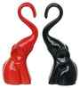 Resin Decorative Cute Couple Elephant Statues Animal Figurines(Set of 2, Black Red)| Elephant Showpieces Home Decor Items for Living Room Bedroom Hall Office| Home Decor Gifts for Birthday