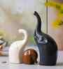 Resin Decorative Cute Elephant Showpieces Animal Figurines(Set of 3, Black White Brown) Elephant Statues Home Decor Items for Living Room Bedroom Hall Office| Home Decor Gifts for Birthday