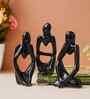Resin Decorative Thinking Human Figurines Statues Showpieces (Set of 3, Black)| Home Decor Items for Living Room Bedroom Hall Office Desk Bookshelf  Table| Home Decor Gifts for Birthday