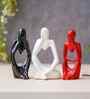 Resin Decorative Thinking Human Figurines Statues Showpieces (Set of 3, Black White Red)| Home Decor Items for Living Room Bedroom Hall Office Desk Bookshelf  Table| Gifts for Birthday
