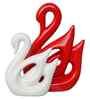 Resin Loving Couple Swan Showpieces Decorative Bird Figurines Statues(Set of 2 Red White)Home Decoration Items for Living Room Bedroom Hall Office|Home Decor Gifts for Birthday Anniversary