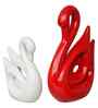 Resin Loving Couple Swan Showpieces Decorative Bird Figurines Statues(Set of 2 Red White)Home Decoration Items for Living Room Bedroom Hall Office|Home Decor Gifts for Birthday Anniversary