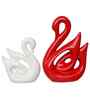 Resin Loving Couple Swan Showpieces Decorative Bird Figurines Statues(Set of 2 Red White)Home Decoration Items for Living Room Bedroom Hall Office|Home Decor Gifts for Birthday Anniversary