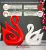 Resin Loving Couple Swan Showpieces Decorative Bird Figurines Statues(Set of 2 Red White)Home Decoration Items for Living Room Bedroom Hall Office|Home Decor Gifts for Birthday Anniversary