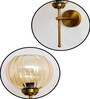 Retro Brass Wall Lamp Amber Ribbed Kharbuja Glass