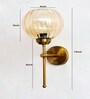 Retro Brass Wall Lamp Amber Ribbed Kharbuja Glass