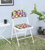 Retro Print Metal Folding Chair in White Colour