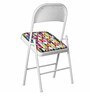 Retro Print Metal Folding Chair in White Colour