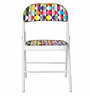 Retro Print Metal Folding Chair in White Colour