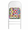 Retro Print Metal Folding Chair in White Colour