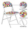 Retro Print Metal Folding Chair in White Colour