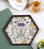 Retro Hibiscus  Hexagon   Brown MDF Multipurpose Serving Tray