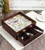 Retro Hibiscus Brown MDF Wood Cutlery Holder