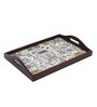 Retro Hibiscus Brown Teak Wood & MDF Serving Tray Reinvention factory