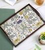 Retro Hibiscus Brown Teak Wood & MDF Serving Tray Reinvention factory