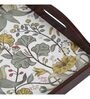 Retro Hibiscus Brown Teak Wood & MDF Serving Tray Reinvention factory