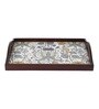 Retro Hibiscus Brown Teak Wood & MDF Serving Tray Reinvention factory