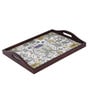 Retro Hibiscus Brown Teak Wood & MDF Serving Tray Reinvention factory