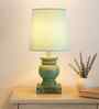 Retro Metal Table Lamp With Fabric Shade (Green & Beige)