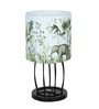 Retro Metal Wire Table Lamp Cage Base, Bedside Light, Fabric Lampshade, Jungle Shade