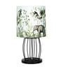 Retro Metal Wire Table Lamp Cage Base, Bedside Light, Fabric Lampshade, Jungle Shade