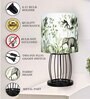 Retro Metal Wire Table Lamp Cage Base, Bedside Light, Fabric Lampshade, Jungle Shade