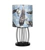Retro Metal Wire Table Lamp, Cage Base, Peacock Shade