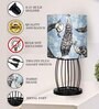 Retro Metal Wire Table Lamp, Cage Base, Peacock Shade