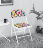 Retro Print Metal Folding Chair in White Colour