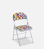 Retro Print Metal Folding Chair in White Colour