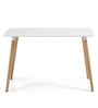 Retro Rectangular 4 Seater Dining Table with Wooden Legs in White Colour