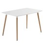 Retro Rectangular 4 Seater Dining Table with Wooden Legs in White Colour