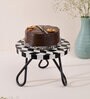 Retro Row White & Black MDF & Metal Cake Stand