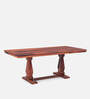 Retro Solid Wood 6 Seater Dining Set In Teak Finish