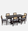 Retro Solid Wood 6 Seater Dining Set In Walnut Finish