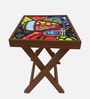 Retro Solid Wood End Table in Multi Colour