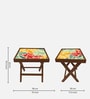 Retro Solid Wood End Table in Multicolour
