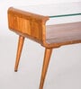Retro Teak Wood Coffee Table In Natural Finish With Glass Top