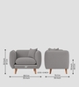 Reva Fabric 1 Seater Sofa in Silver Grey Colour