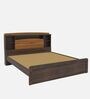 Reverie Queen Size Bed in Brown Finish with Headboard Storage