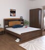 Reverie Queen Size Bed in Brown Finish with Headboard Storage