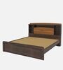 Reverie Queen Size Bed in Brown Finish with Headboard Storage