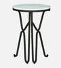 Reyni White Porcelain Top End Table With Black Finish