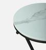 Reyni White Porcelain Top End Table With Black Finish