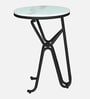 Reyni White Porcelain Top End Table With Black Finish