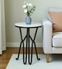 Reyni White Porcelain Top End Table With Black Finish